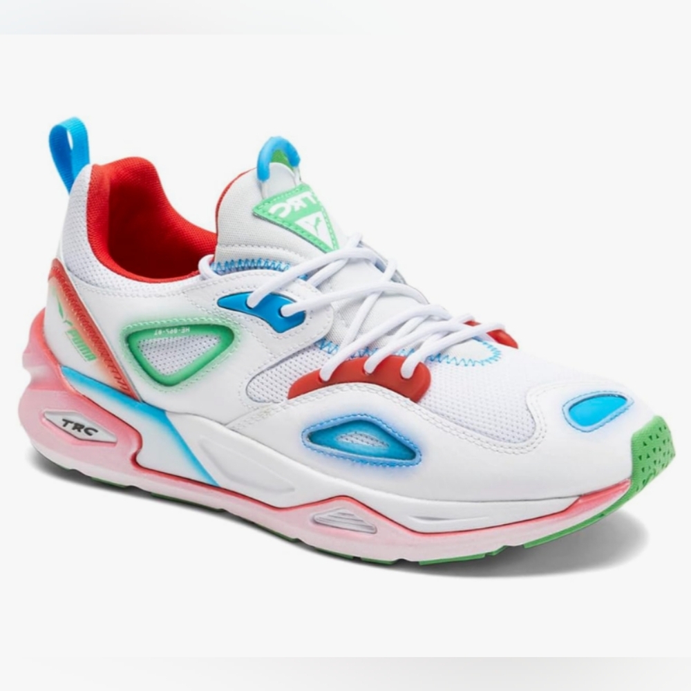 PUMA TRC BLAZE Neon Sneakers White/ Green/ Red/ Blue | Size 12